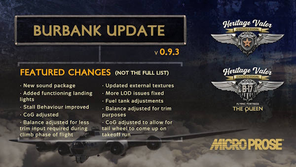 Burbank Update (v0.9.3) for the Early Access MicroProse B-17 Flying Fortress
