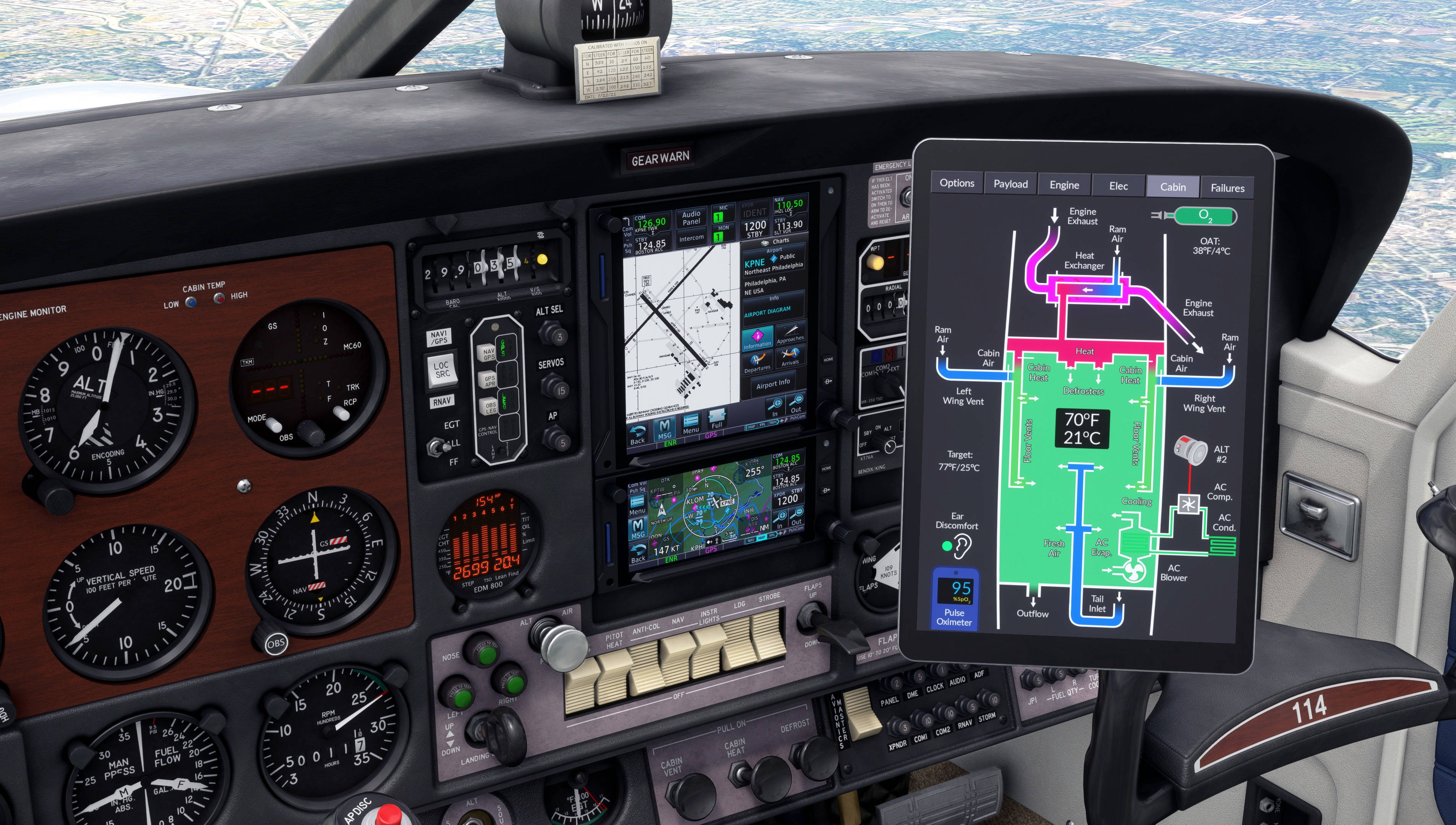 Detalhes do cockpit